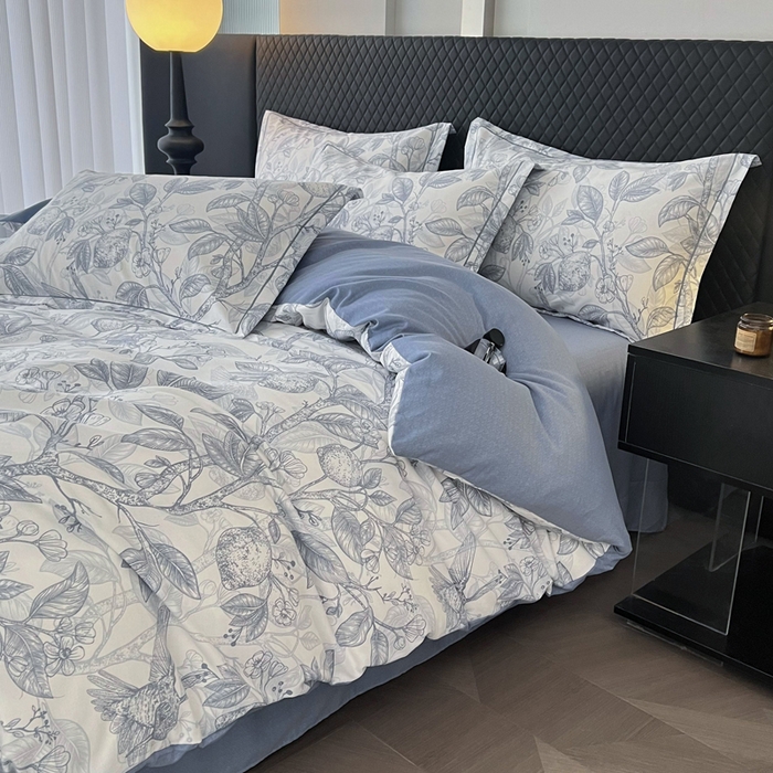 91家纺网 家纺一手货源 找家纺 大吉  2024新款加厚喷气全棉磨毛被套 柠檬树