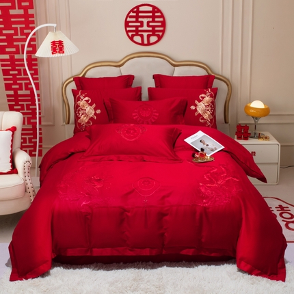 91家纺网 家纺一手货源 找家纺 （总）千禧家纺 2025新款全棉13372婚庆绣花系列