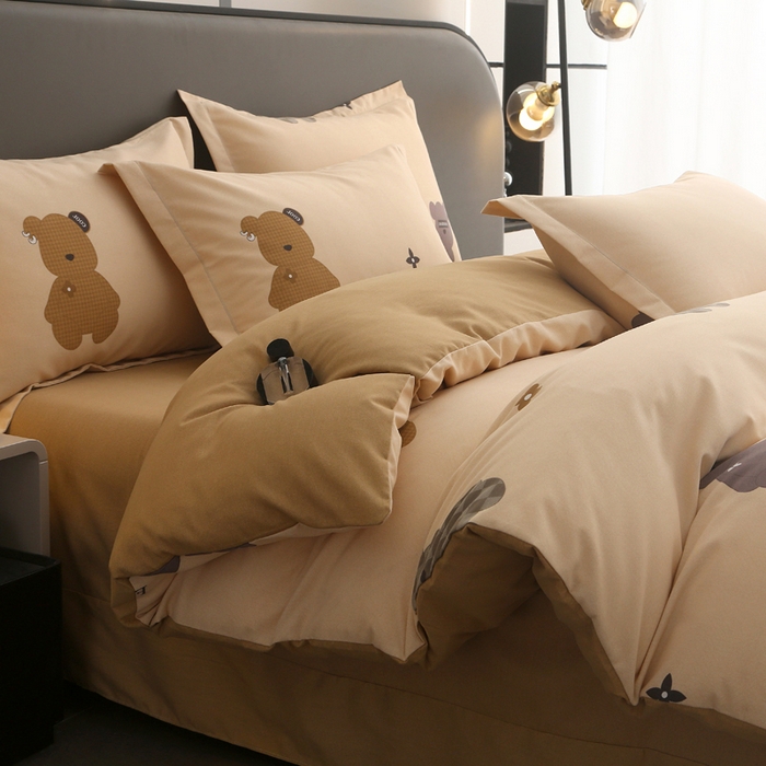 91家纺网 家纺一手货源 找家纺 大吉  2024新款加厚喷气全棉磨毛被套 路易熊