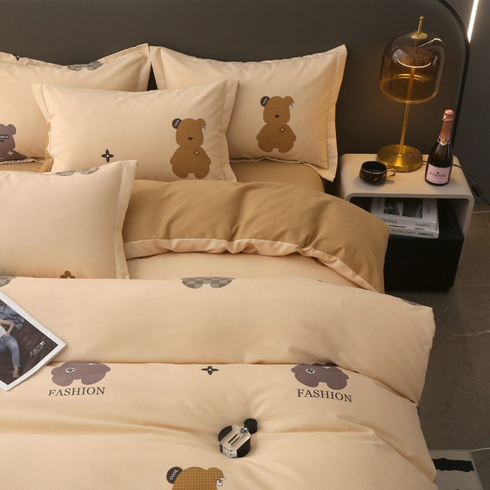 91家纺网 家纺一手货源 找家纺 大吉  2024新款加厚喷气全棉磨毛被套 路易熊