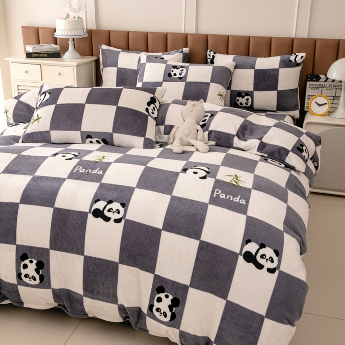 91家纺网 家纺一手货源 找家纺 乐居坊 2024新款高克重牛奶绒印花保暖四件套 超级萌宠