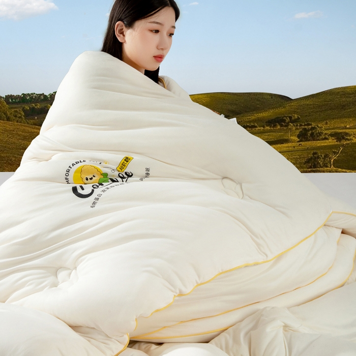 91家纺网 家纺一手货源 找家纺 慕尚家纺 2025新款玉米纤维针织棉被 玉米白