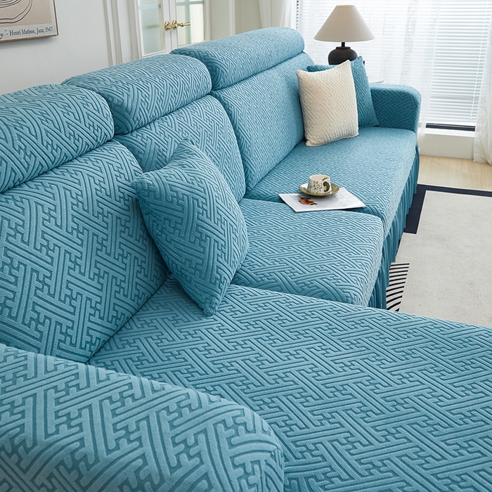 91家纺网 家纺一手货源 找家纺 （总）2024新款加厚高弹拉花绒全包防尘沙发套罩-清韵系列