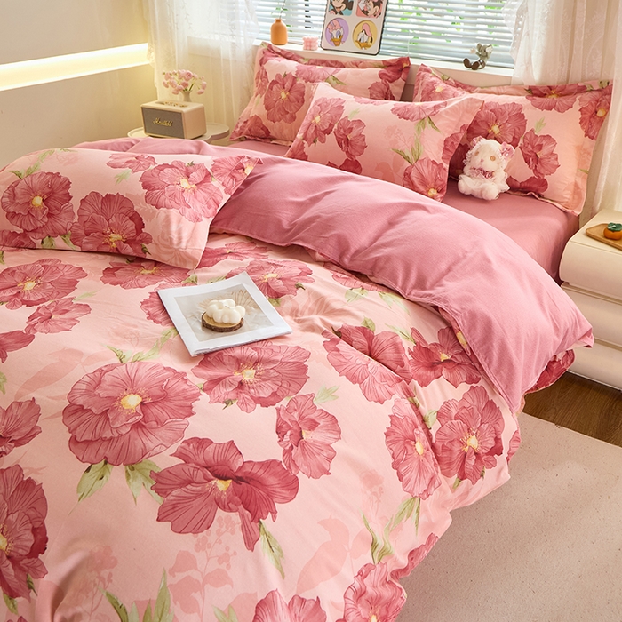 91家纺网 家纺一手货源 找家纺 牧笛缘家纺 2024新款全棉磨毛单被套 花都韵彩