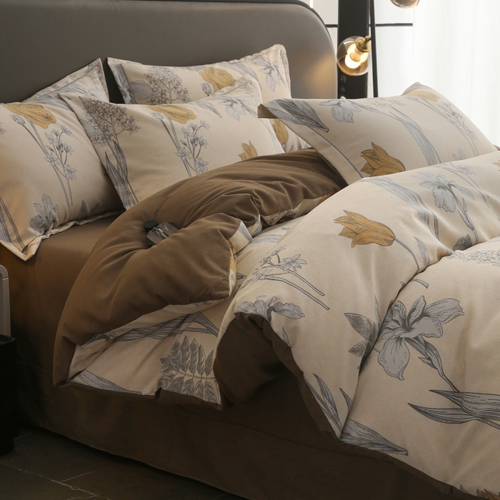 91家纺网 家纺一手货源 找家纺 大吉  2024新款加厚喷气全棉磨毛被套 花叶