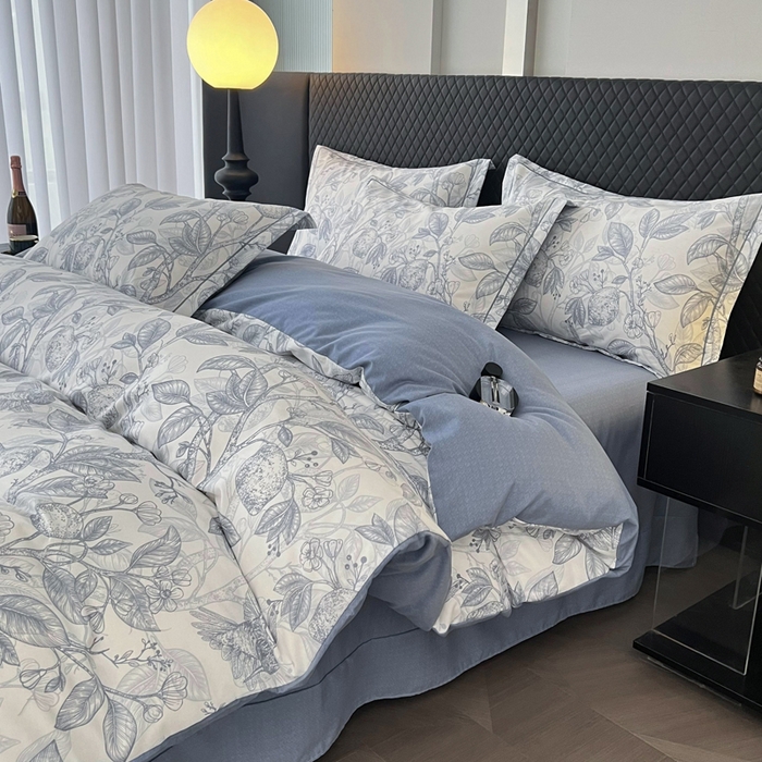 91家纺网 家纺一手货源 找家纺 大吉  2024新款加厚喷气全棉磨毛被套 柠檬树