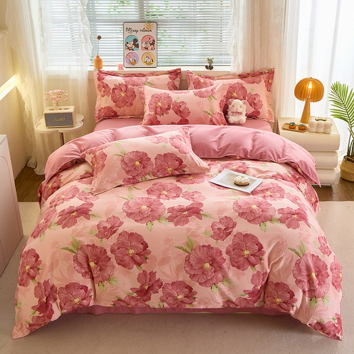 91家纺网 家纺一手货源 找家纺 牧笛缘家纺 2024新款全棉磨毛单被套 花都韵彩