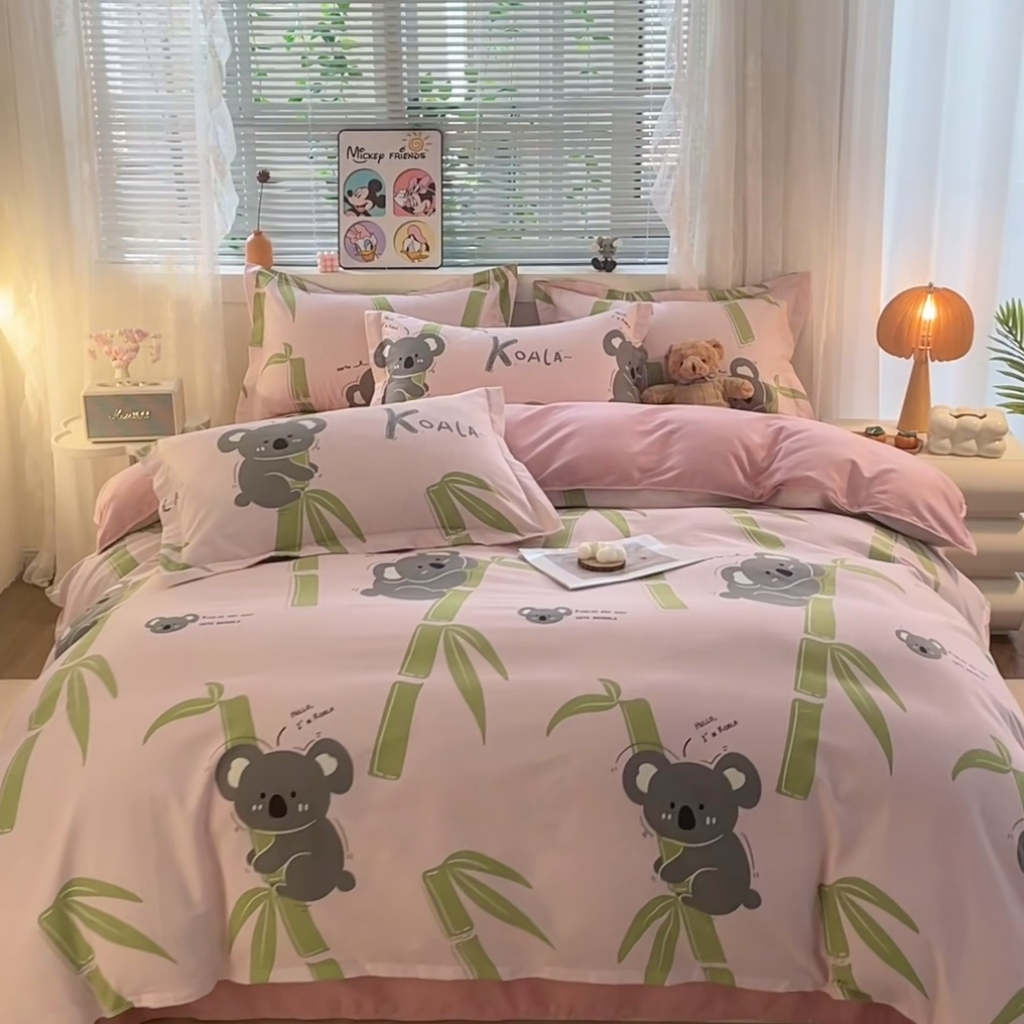 91家纺网 家纺一手货源 找家纺 牧笛缘家纺 2024新款全棉磨毛单被套 考拉