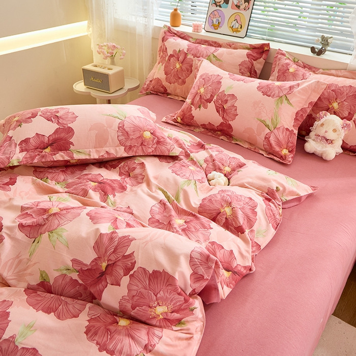 91家纺网 家纺一手货源 找家纺 牧笛缘家纺 2024新款全棉磨毛单被套 花都韵彩