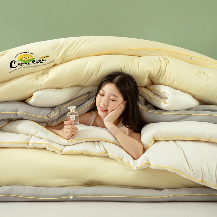 91家纺网 家纺一手货源 找家纺 慕尚家纺 2025新款玉米纤维针织棉被 玉米白