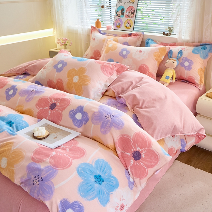 91家纺网 家纺一手货源 找家纺 牧笛缘家纺 2024新款全棉磨毛单被套 花晓