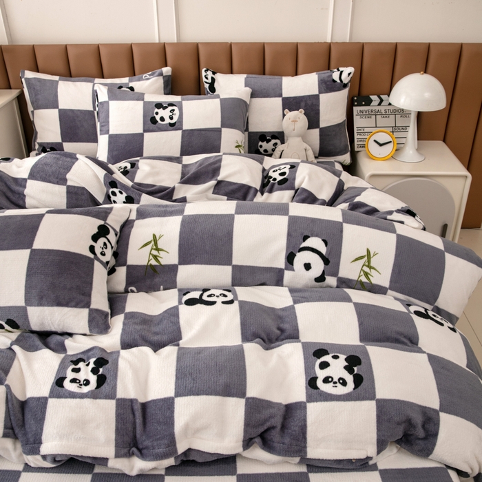 91家纺网 家纺一手货源 找家纺 乐居坊 2024新款高克重牛奶绒印花保暖四件套 超级萌宠