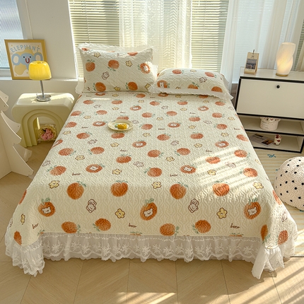 91家纺网 家纺一手货源 找家纺 （总）冬然 2024新款床盖牛奶绒夹棉床裙四件套单床裙单被套