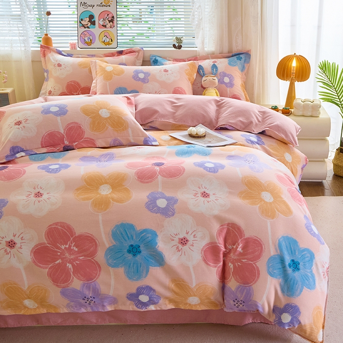 91家纺网 家纺一手货源 找家纺 牧笛缘家纺 2024新款全棉磨毛单被套 花晓