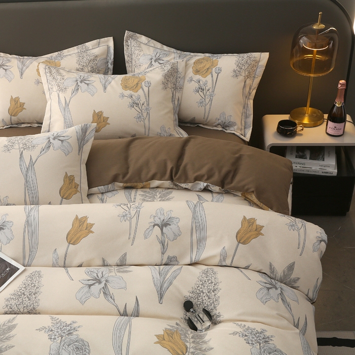 91家纺网 家纺一手货源 找家纺 大吉  2024新款加厚喷气全棉磨毛被套 花叶