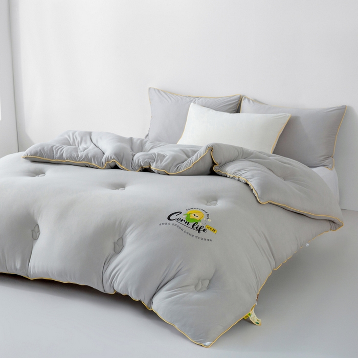 91家纺网 家纺一手货源 找家纺 慕尚家纺 2025新款玉米纤维针织棉被 玉米灰