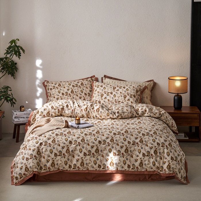 91家纺网 家纺一手货源 找家纺 时年家纺 2024新款全棉印花飞边款四件套（充值会员享优惠） 景瑶