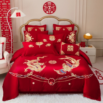 91家纺网 家纺一手货源 找家纺 （总）千禧家纺 2025新款全棉13372婚庆绣花系列