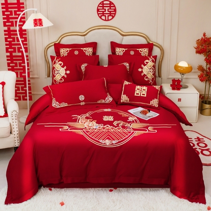 91家纺网 家纺一手货源 找家纺 （总）千禧家纺 2025新款全棉13372婚庆绣花系列