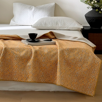 91家纺网 家纺一手货源 找家纺 FORTWO家纺 2024新款丝绒兔毛双面盖毯-午歇毯 午歇-橘
