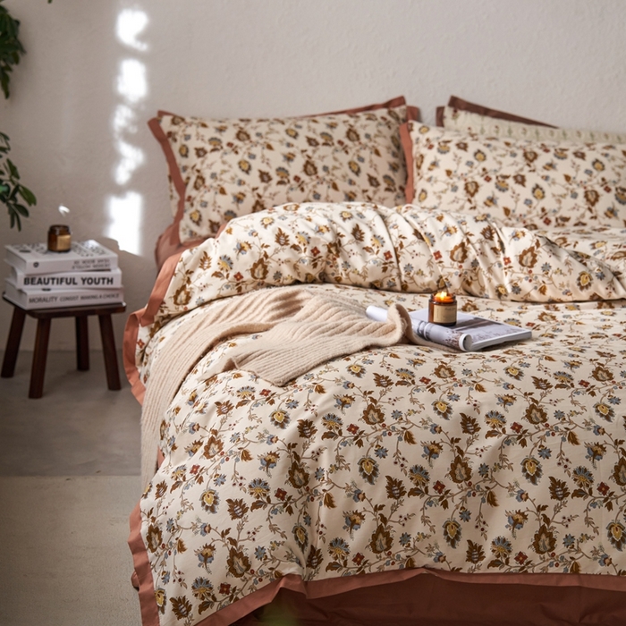 91家纺网 家纺一手货源 找家纺 时年家纺 2024新款全棉印花飞边款四件套（充值会员享优惠） 景瑶