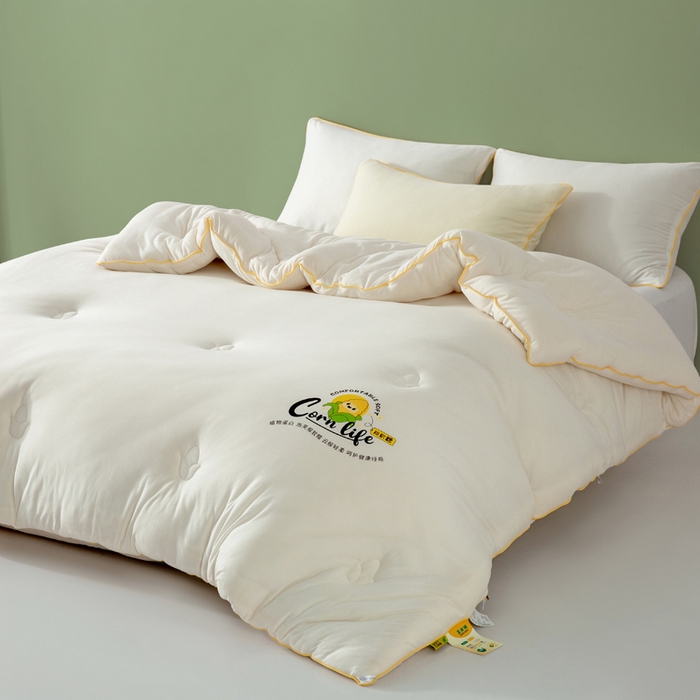 91家纺网 家纺一手货源 找家纺 慕尚家纺 2025新款玉米纤维针织棉被 玉米白