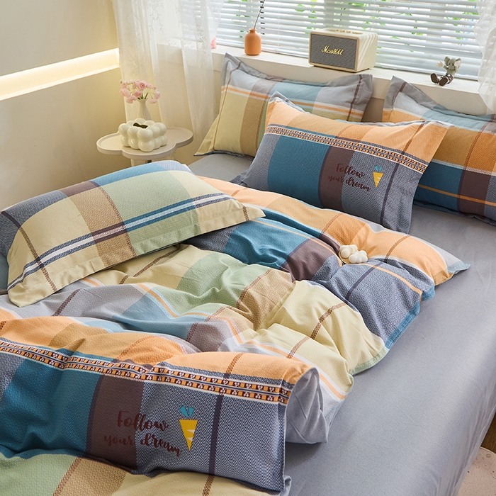 91家纺网 家纺一手货源 找家纺 牧笛缘家纺 2024新款全棉磨毛床笠四件套 安德烈