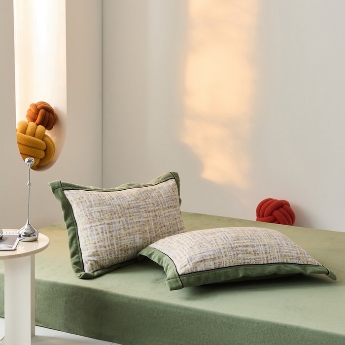 91家纺网 家纺一手货源 找家纺 LADYCOCO可可家居 单枕套-2024新款牛奶绒数码印花单品系列 香雾绿色+深绿