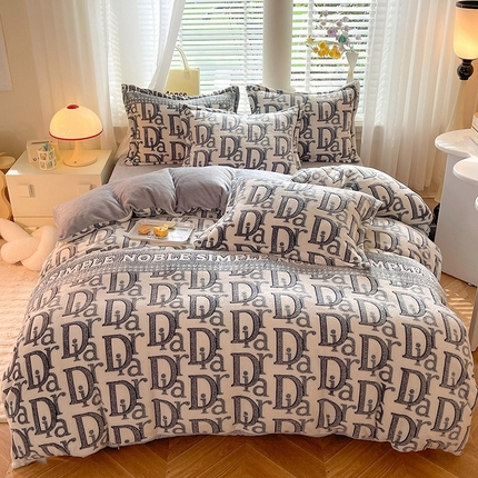 91家纺网 家纺一手货源 找家纺 妖妖家纺 2024新款加厚雪花绒印花单品三件套四件套 帝奥