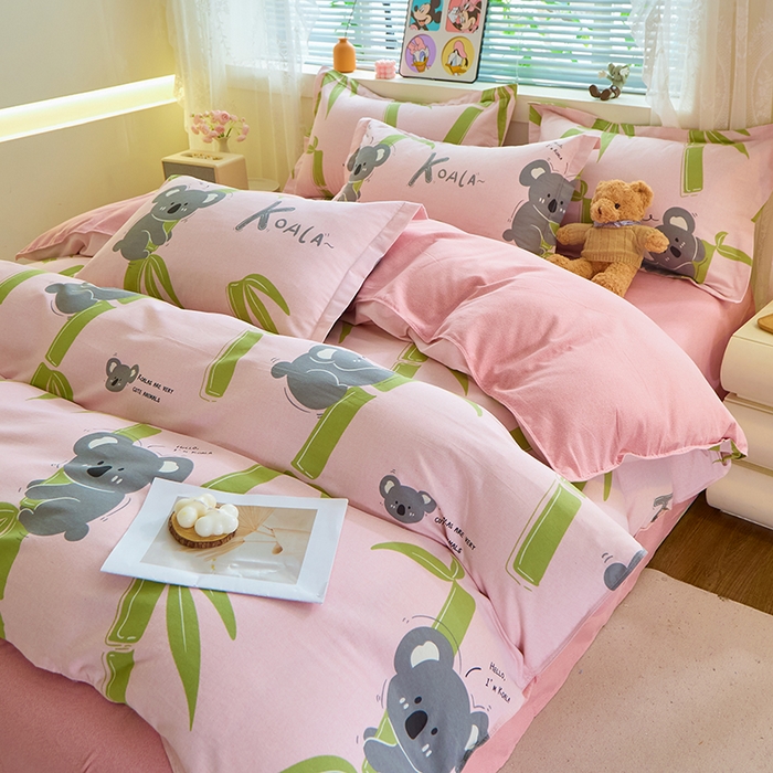 91家纺网 家纺一手货源 找家纺 牧笛缘家纺 2024新款全棉磨毛单被套 考拉