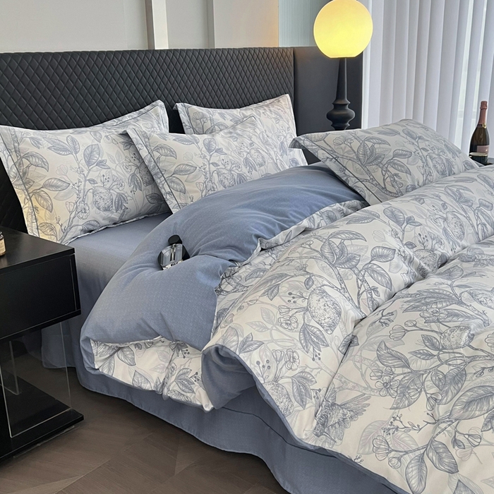 91家纺网 家纺一手货源 找家纺 大吉  2024新款加厚喷气全棉磨毛被套 柠檬树