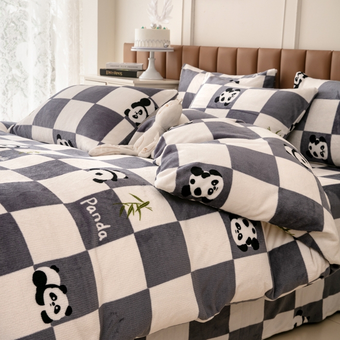 91家纺网 家纺一手货源 找家纺 乐居坊 2024新款高克重牛奶绒印花保暖四件套 超级萌宠