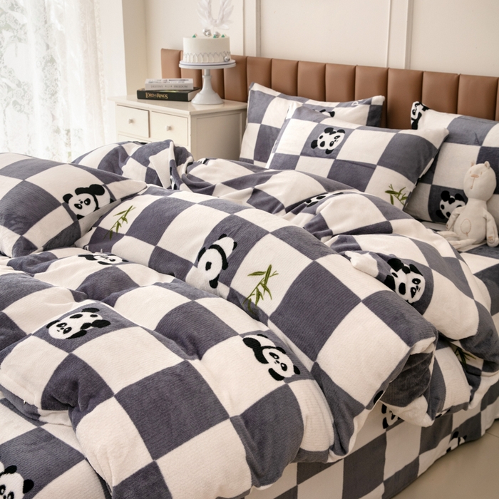 91家纺网 家纺一手货源 找家纺 乐居坊 2024新款高克重牛奶绒印花保暖四件套 超级萌宠