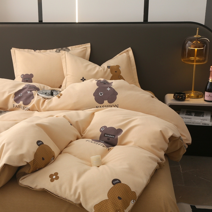 91家纺网 家纺一手货源 找家纺 大吉  2024新款加厚喷气全棉磨毛被套 路易熊