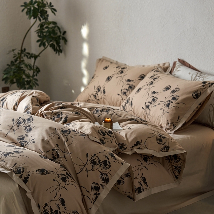 91家纺网 家纺一手货源 找家纺 时年家纺 2024新款全棉印花飞边款四件套（充值会员享优惠） 与墨