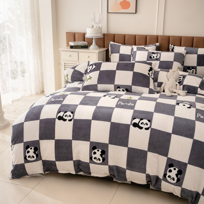 91家纺网 家纺一手货源 找家纺 乐居坊 2024新款高克重牛奶绒印花保暖四件套 超级萌宠