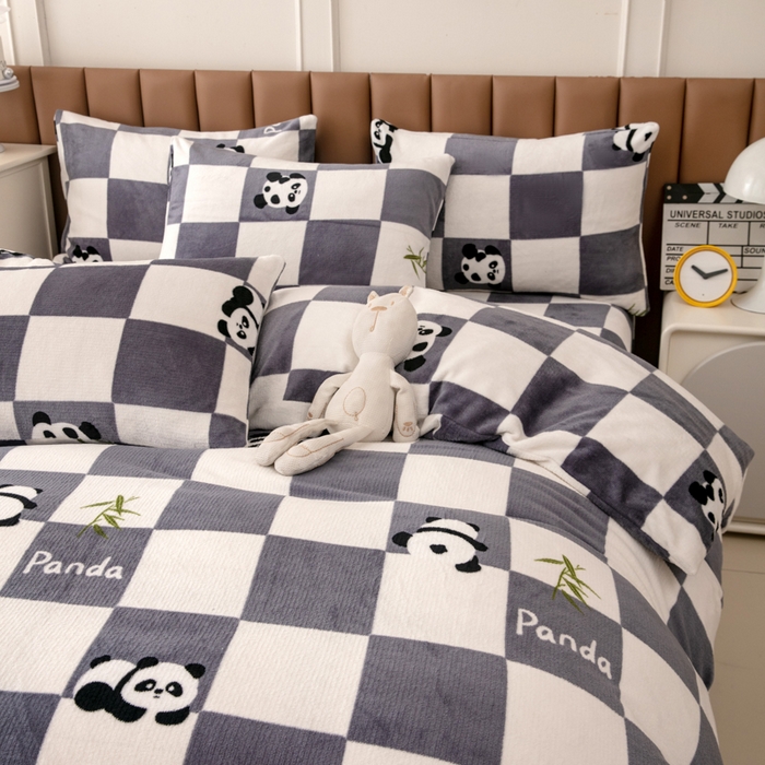 91家纺网 家纺一手货源 找家纺 乐居坊 2024新款高克重牛奶绒印花保暖四件套 超级萌宠