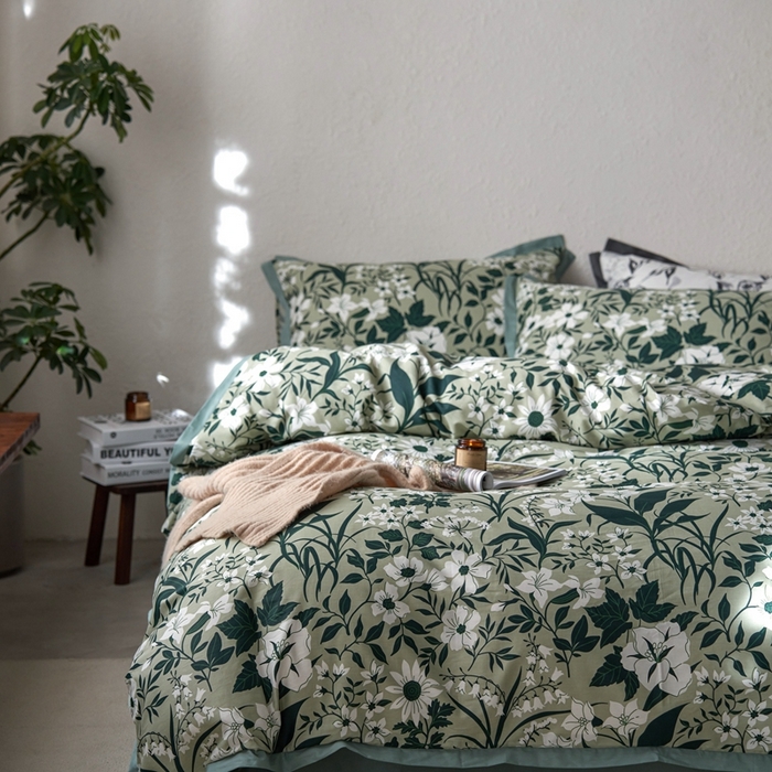 91家纺网 家纺一手货源 找家纺 时年家纺 2024新款全棉印花飞边款四件套（充值会员享优惠） 意晚