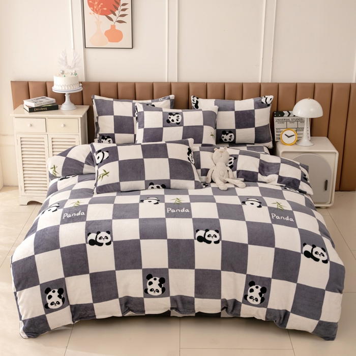 91家纺网 家纺一手货源 找家纺 乐居坊 2024新款高克重牛奶绒印花保暖四件套 超级萌宠