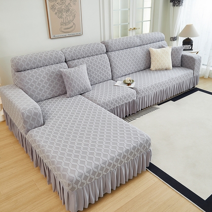 91家纺网 家纺一手货源 找家纺 （总）2024新款加厚高弹拉花绒全包防尘沙发套罩-菱形格系列