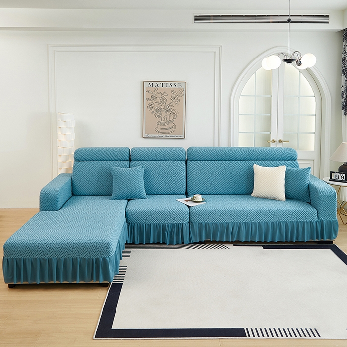 91家纺网 家纺一手货源 找家纺 （总）2024新款加厚高弹拉花绒全包防尘沙发套罩-清韵系列