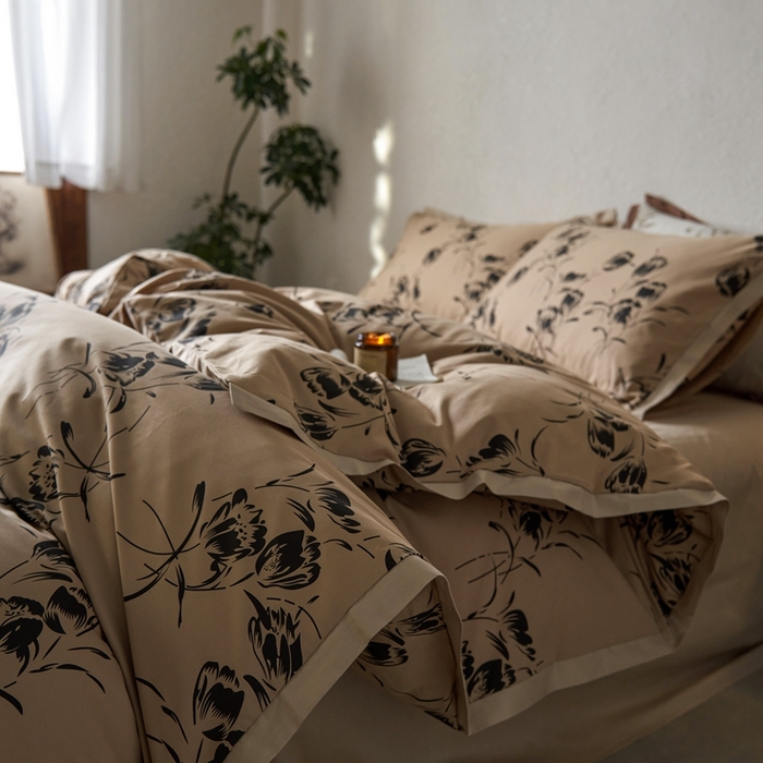 91家纺网 家纺一手货源 找家纺 时年家纺 2024新款全棉印花飞边款四件套（充值会员享优惠） 与墨