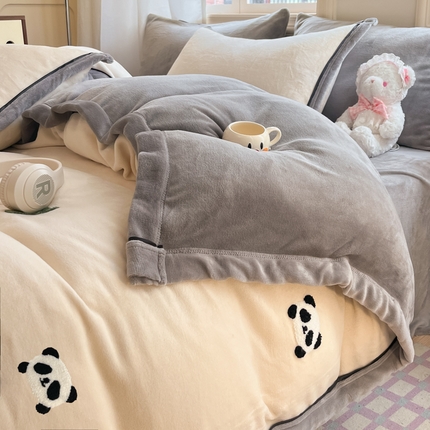 91家纺网 家纺一手货源 找家纺 （总）2024新款毛巾绣牛奶绒四件套