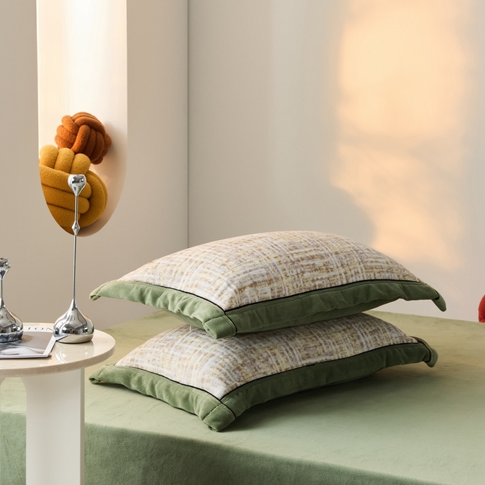 91家纺网 家纺一手货源 找家纺 LADYCOCO可可家居 单枕套-2024新款牛奶绒数码印花单品系列 香雾绿色+深绿