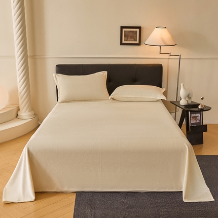 雅萱家纺 2024新款纯色牛奶绒床单 牛奶绒床单米白