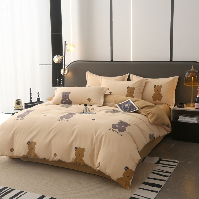 91家纺网 家纺一手货源 找家纺 大吉  2024新款加厚喷气全棉磨毛被套 路易熊