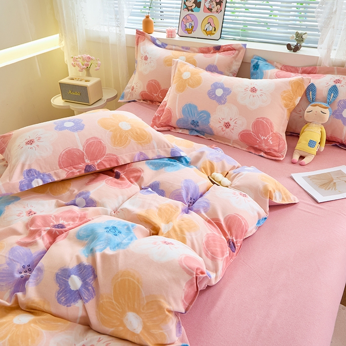 91家纺网 家纺一手货源 找家纺 牧笛缘家纺 2024新款全棉磨毛单被套 花晓