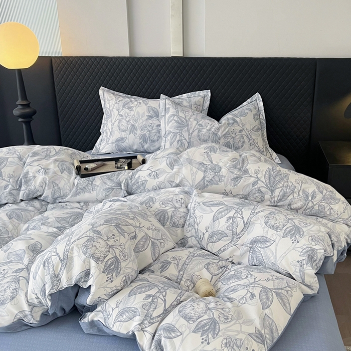 91家纺网 家纺一手货源 找家纺 大吉  2024新款加厚喷气全棉磨毛被套 柠檬树