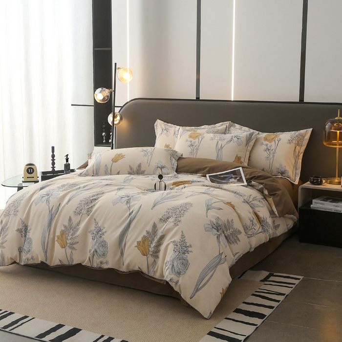 91家纺网 家纺一手货源 找家纺 大吉  2024新款加厚喷气全棉磨毛被套 花叶