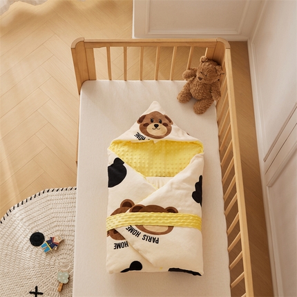 91家纺网 家纺一手货源 找家纺 （总）2024新款牛奶绒豆豆绒婴儿可拆式抱被